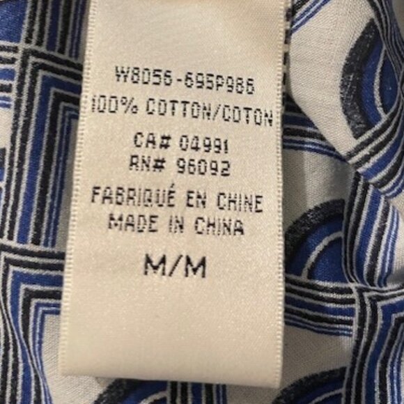 Cynthia Rowley 100% Cotton Navy Blue, White & Black Geometric Tunic Size M - Picture 4 of 5